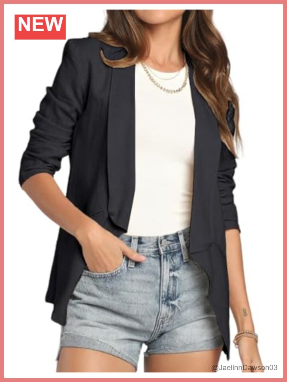 Womens Linen Blend Open Front Blazer Lightweight Spring Summer Jacket
